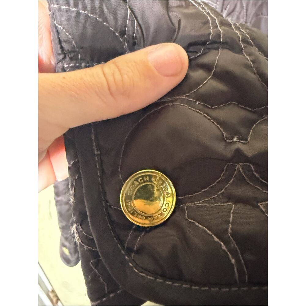Coach Signature Quilted Jacket Brown Blue Lined Y2K Preppy Size Medium - Picture 6 of 10